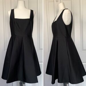 H&M Black Fit Flare Dress Chic Square Neck Formal Wedding Prom Baby Doll Medium